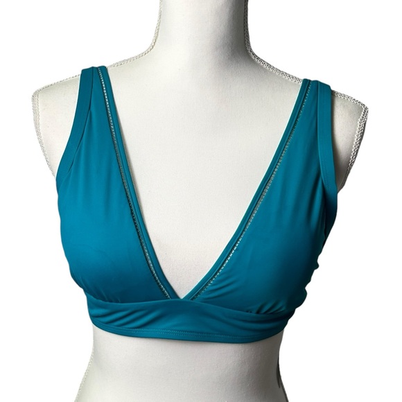 SKYE by Infinity Raine ISABELLA dark teal lace up back bikini swim top XL NWT - Picture 6 of 9